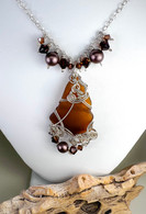 Cama Beach Deep Amber Sea Glass Necklace 