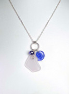Lavender Sea Glass and Crystal Shell Necklace 