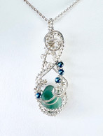 Teal Sea Glass Mermaid Teardrop Sterling Necklace 