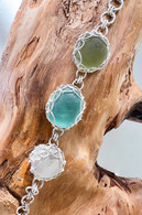 Rare Sea Glass Chunk Net Weave Bracelet 