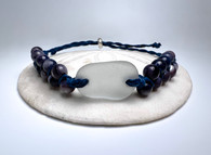 Gray Sea Glass & Shell Hemp Beach Bracelet 