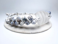 White Sea Glass & Agate Hemp/Bamboo Beach Bracelet 