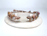 White Sea Glass & Agate Bamboo Beach Bracelet 
