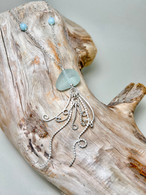 Sea Foam Sea Glass Jellyfish Necklace 