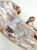 Ice Blue Sea Glass Jellyfish Necklace