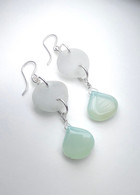 White Sea Glass & Mint Chalcedony Earrings 