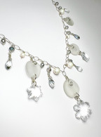 Crystal Snowflake Sea Glass Charm Necklace