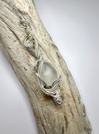 Mermaid Teardrop Sterling Wrapped White Sea Glass