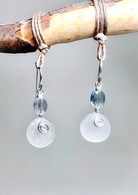 White Sea Glass Small Coin Earrings 