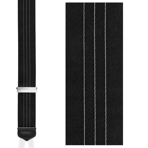 Trafalgar Formal Black Silk Suspenders With Silver Hardware