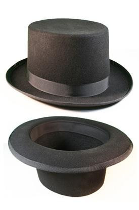 Black Tuxedo Top Hat with Red or Silver Band 