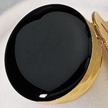 Button Cover - Faux Black Onyx with Gold Trim
