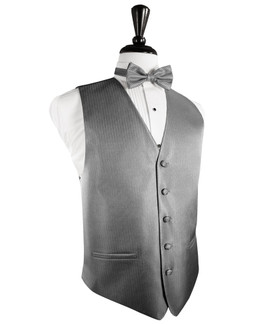 Silver Herringbone Tuxedo Vest