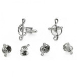 Silver Treble Clef Cufflinks and Studs
