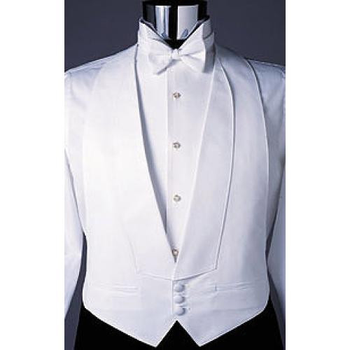 Men's White Pique Backless Vest for Tails - Waistcoat for Tails