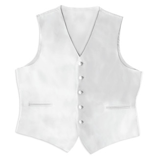 Satin Full Back Tuxedo Vest in White
