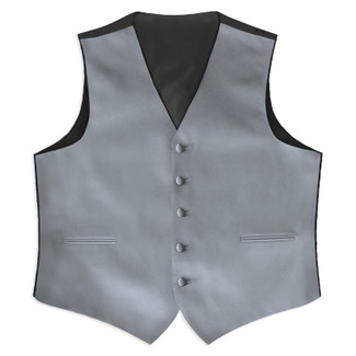 Satin Full Back Tuxedo Vest in Silver