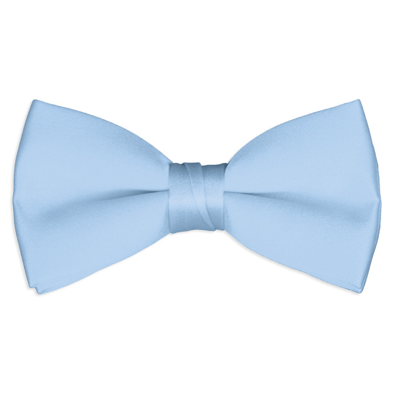Satin Light Blue Pre-Tied Tuxedo Bow Tie