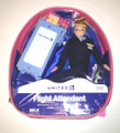 United Airlines Blonde Flight Attendant Doll with Beverage Cart and Backpack