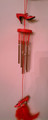 Good Luck Wood Pink High Heel and Red Feather with 5 Metal Rods Wind Chime