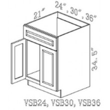 White Shaker VSB30 - Vanity Base 30"W x 21"D x 34 1/2"H (2 Doors)