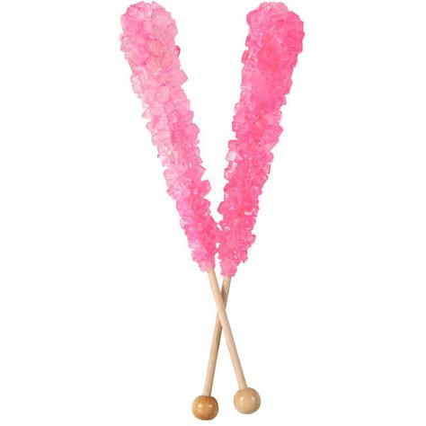 2 pink rock candy sticks