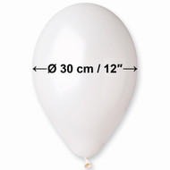 Gemar Metallic White Balloons 12" /50 count Pack
