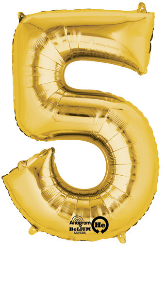 gold number 5 balloon