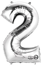 Anagram Giant Foil Number "2" Balloon/Silver 33" Tall