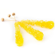 Yellow Rock  Candy on Sticks  Wrapped 12 count