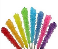 Assorted colors rock candy sticks