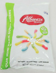 Sour Mini Neon Gummy Worms 4.5 lbs/ Bag Albanese
