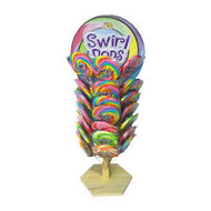 Alberts Swirly Pops 3 oz with wooden stand 48 ct/ pack