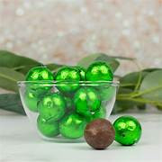 Milk Chocolate Foiled Balls Green 2lbs 8 oz