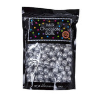 Milk Chocolate Foiled Balls Silver 2lbs 8 oz