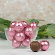 Milk Chocolate Foiled Balls Light Pink 2lbs 8 oz