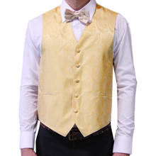 Amanti Men's 4pc Set Paisley Tuxedo Vest Gold