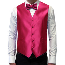 Amanti Men's 4pc Set Solid Tuxedo Vest Fushia