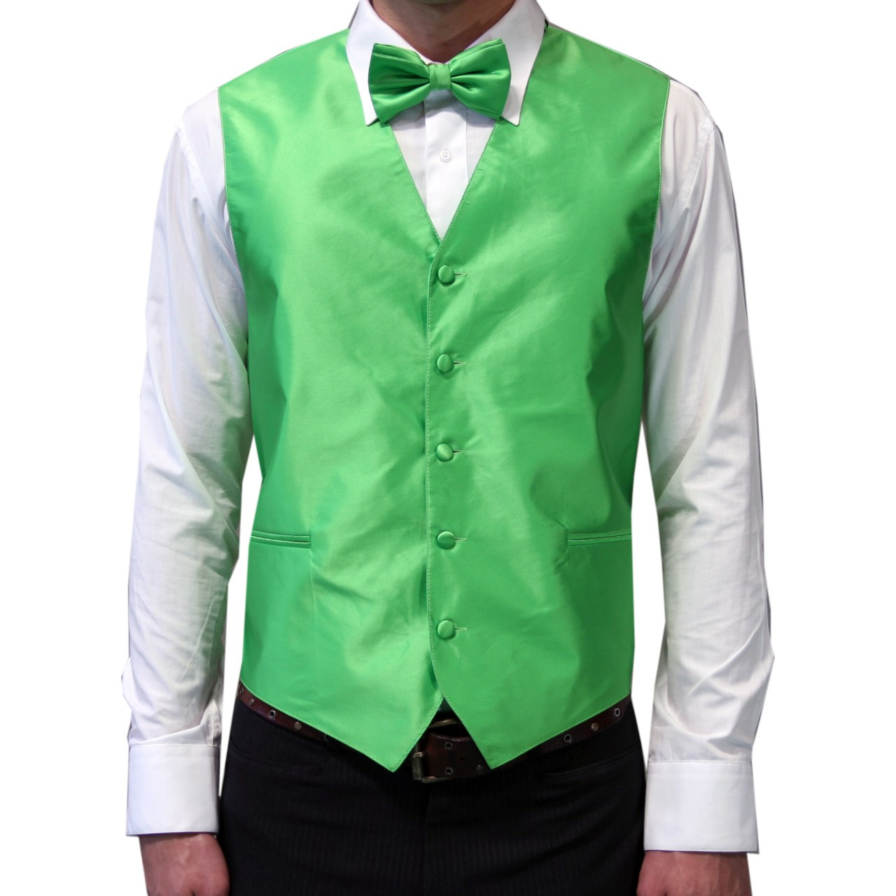 Amanti Men's 4pc Set Solid Tuxedo Vest Apple Green