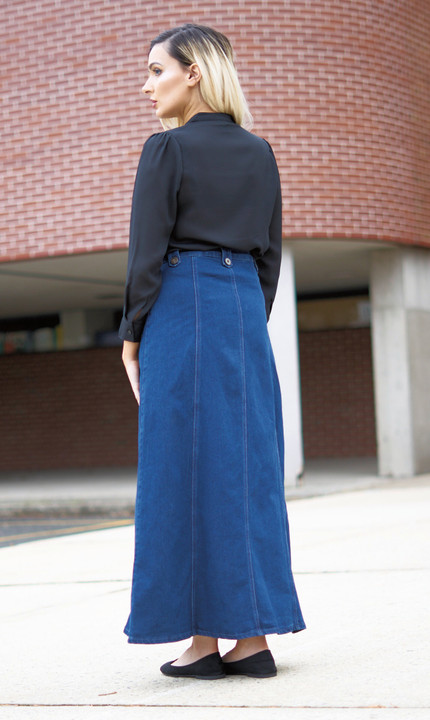 navy blue jean skirt