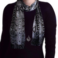 women's neck scarf, head scarf, gray animal print
