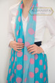 37" Long Lined Pleated Chiffon Skirt Turquoise - matching scarf
