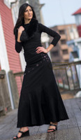 very long skirt fish tail black grommets cotton