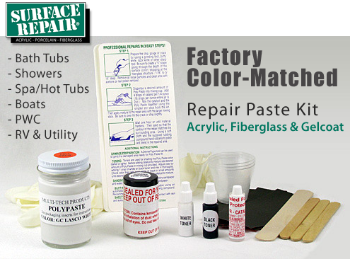 Tub Repair Kit White for Porcelain, Enamel & Fiberglass Tub Repair