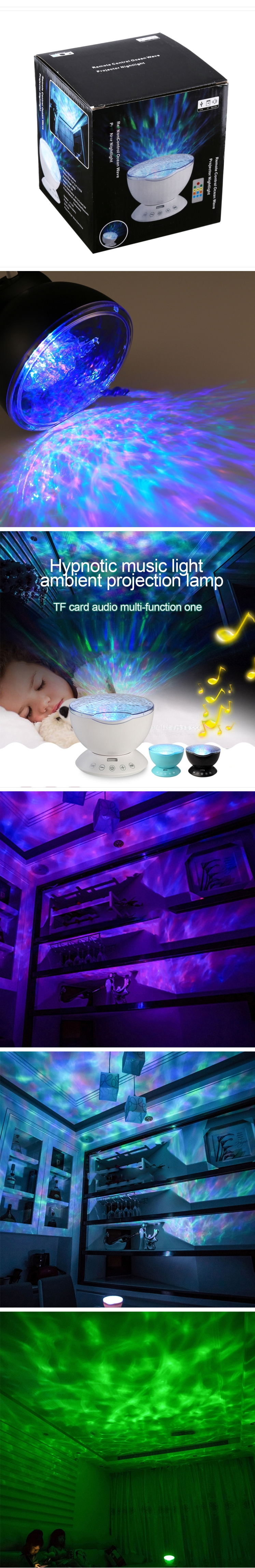 Details Zu Hypnosis Ocean Wave Projector Led 7 Light Modes Remote Control Usb Audio Input