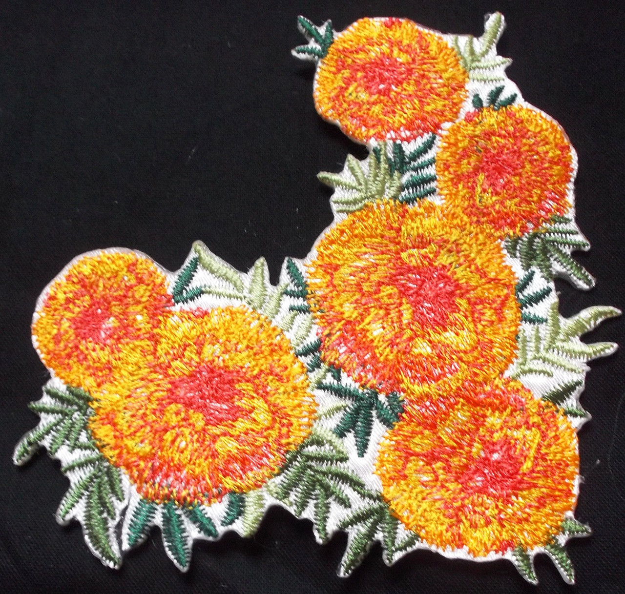 Gold Flower Patch/ Iron on Backing/ Pair/ Embroidery Flower 