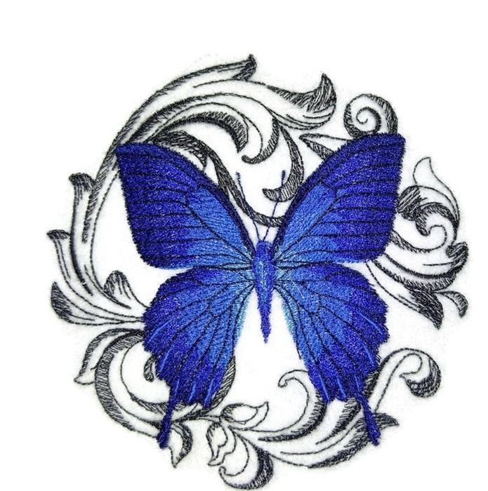 Baroque Butterfly Blue Triangle Embroidered Iron On Patch - Beyond Vision  Mall