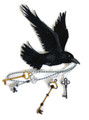 Flying Raven With Skeleton Keys