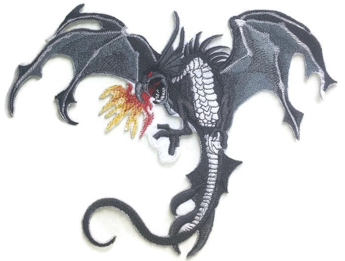 Fire Breathing Flying Red Dragon Iron Sew on Embroidered Patch #1541