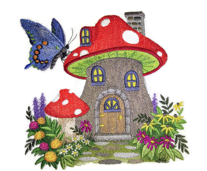 Fairy House In Toadstool Embroidered Patch - Custom Iron-On Or Sew-On Patch (7.46" X 6.92", Made In USA) - View #9